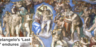 Michelangelo’s 16th-century fresco ‘The Last Judgment.’ Sistine Chapel collection via Wikimedia Commons